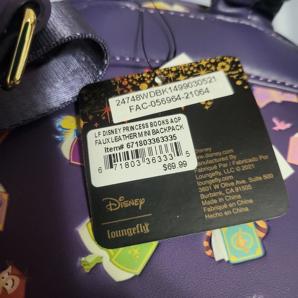 Disney Loungefly Purple Backpack with Book Design - Picture 4 of 4